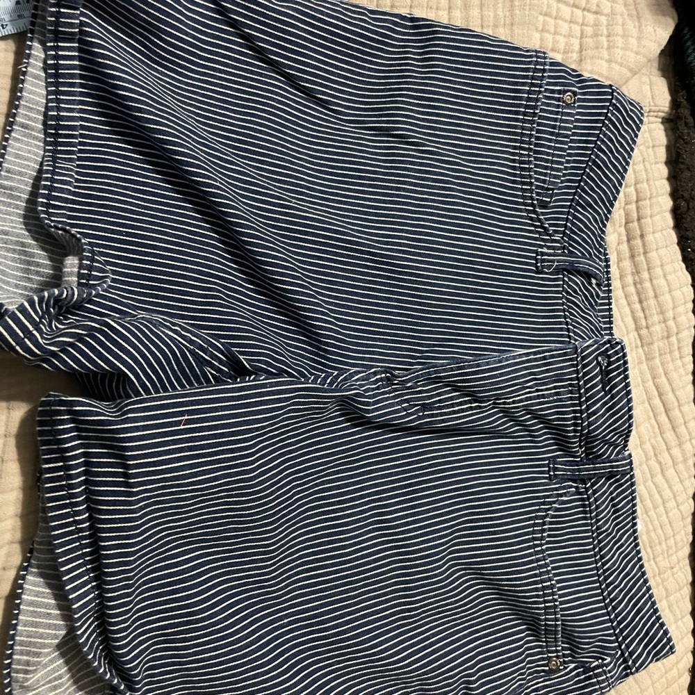 Lee Women's Striped Jean Shorts - navy and white 16
